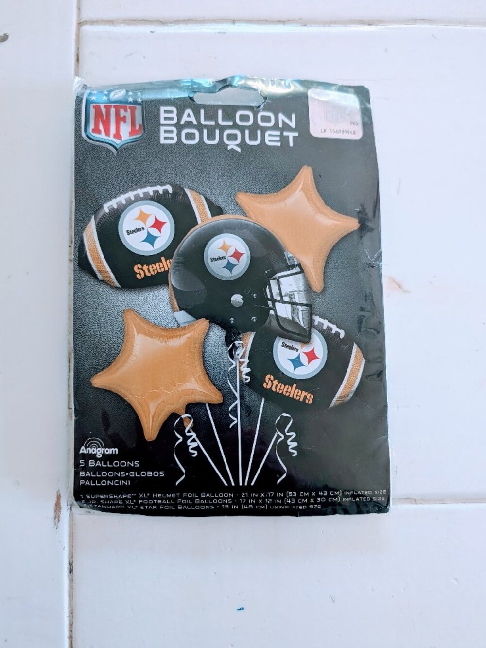 New NFL Pittsburgh Steelers 5 Pc Foil Balloon Bouquet Anagram Football Party